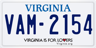 VA license plate VAM2154