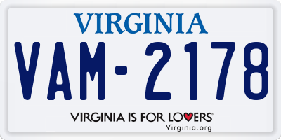 VA license plate VAM2178