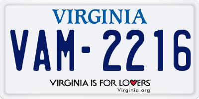 VA license plate VAM2216