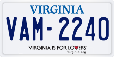 VA license plate VAM2240