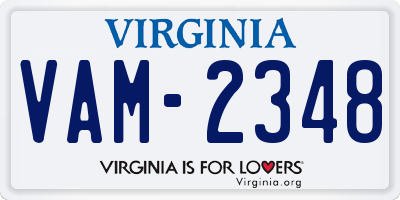 VA license plate VAM2348