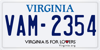 VA license plate VAM2354