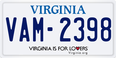 VA license plate VAM2398