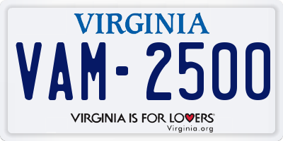 VA license plate VAM2500