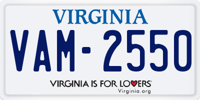 VA license plate VAM2550