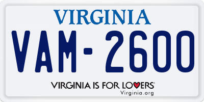 VA license plate VAM2600