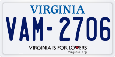 VA license plate VAM2706