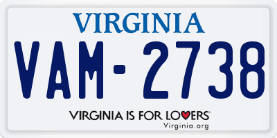 VA license plate VAM2738