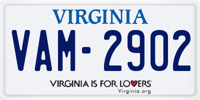 VA license plate VAM2902