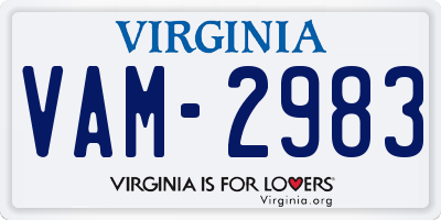 VA license plate VAM2983