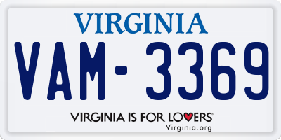 VA license plate VAM3369