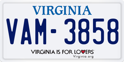 VA license plate VAM3858