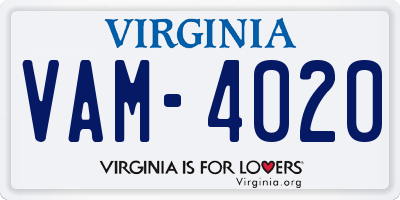 VA license plate VAM4020