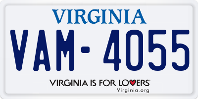 VA license plate VAM4055