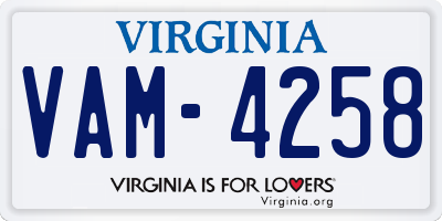 VA license plate VAM4258