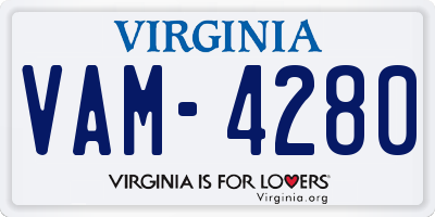 VA license plate VAM4280