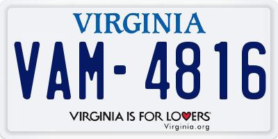 VA license plate VAM4816