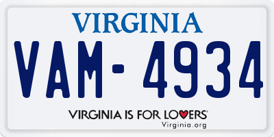 VA license plate VAM4934