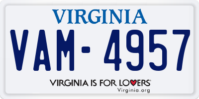 VA license plate VAM4957