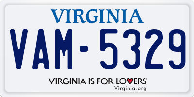 VA license plate VAM5329