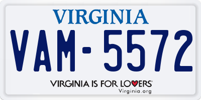 VA license plate VAM5572