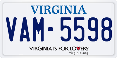 VA license plate VAM5598