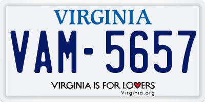 VA license plate VAM5657