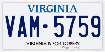 VA license plate VAM5759