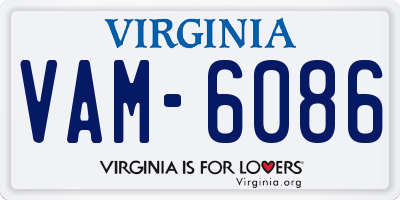 VA license plate VAM6086