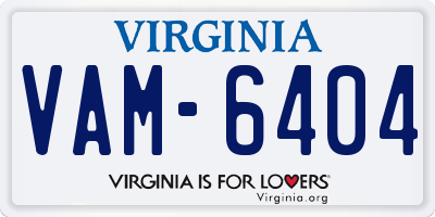 VA license plate VAM6404