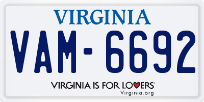 VA license plate VAM6692