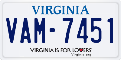 VA license plate VAM7451