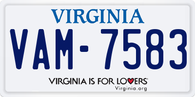 VA license plate VAM7583