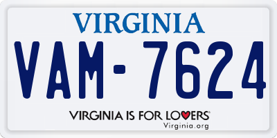 VA license plate VAM7624