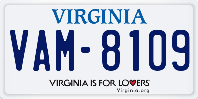 VA license plate VAM8109