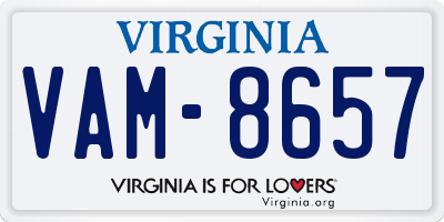 VA license plate VAM8657