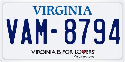 VA license plate VAM8794