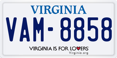 VA license plate VAM8858