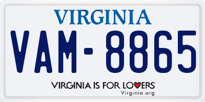 VA license plate VAM8865