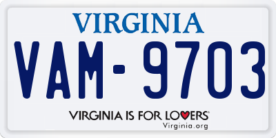 VA license plate VAM9703