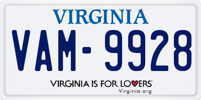 VA license plate VAM9928