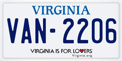 VA license plate VAN2206