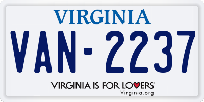 VA license plate VAN2237