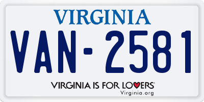 VA license plate VAN2581