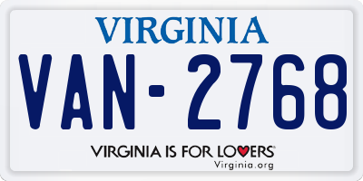 VA license plate VAN2768