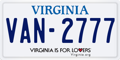 VA license plate VAN2777