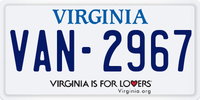 VA license plate VAN2967