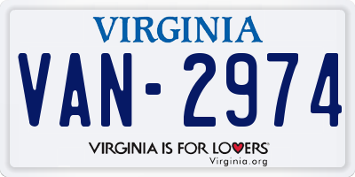 VA license plate VAN2974