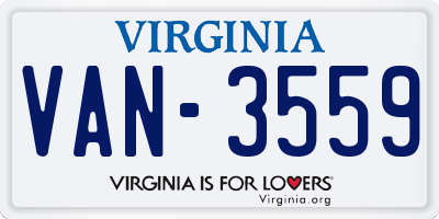 VA license plate VAN3559