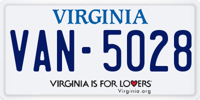 VA license plate VAN5028